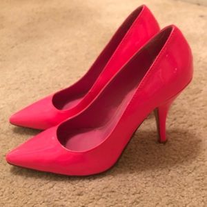 Neon pink high heels